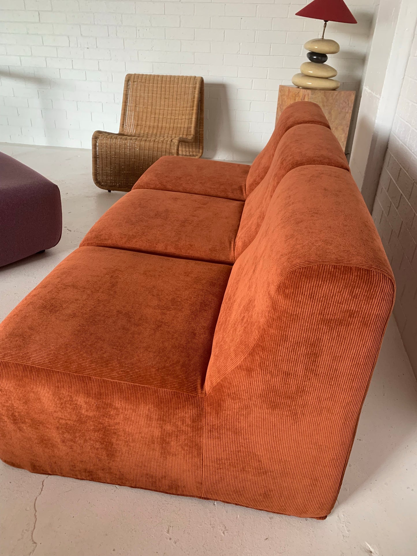 Vintage Modular Cord Sofa, Newly Upholstered
