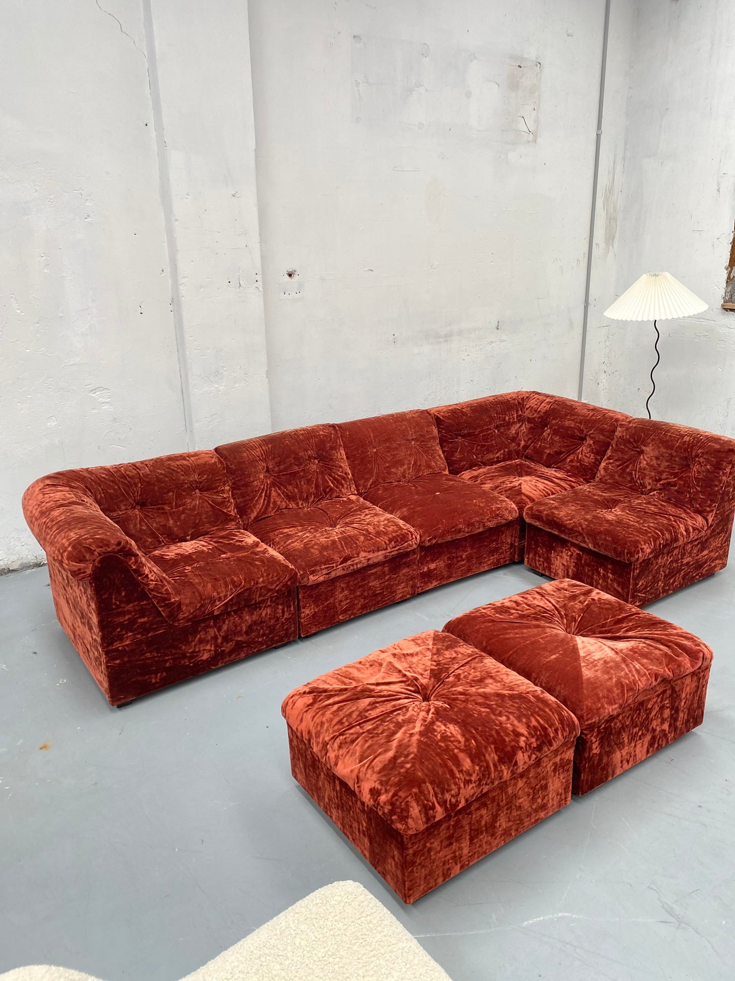 Vintage Velvet Modular Sofa - Seven Piece Set
