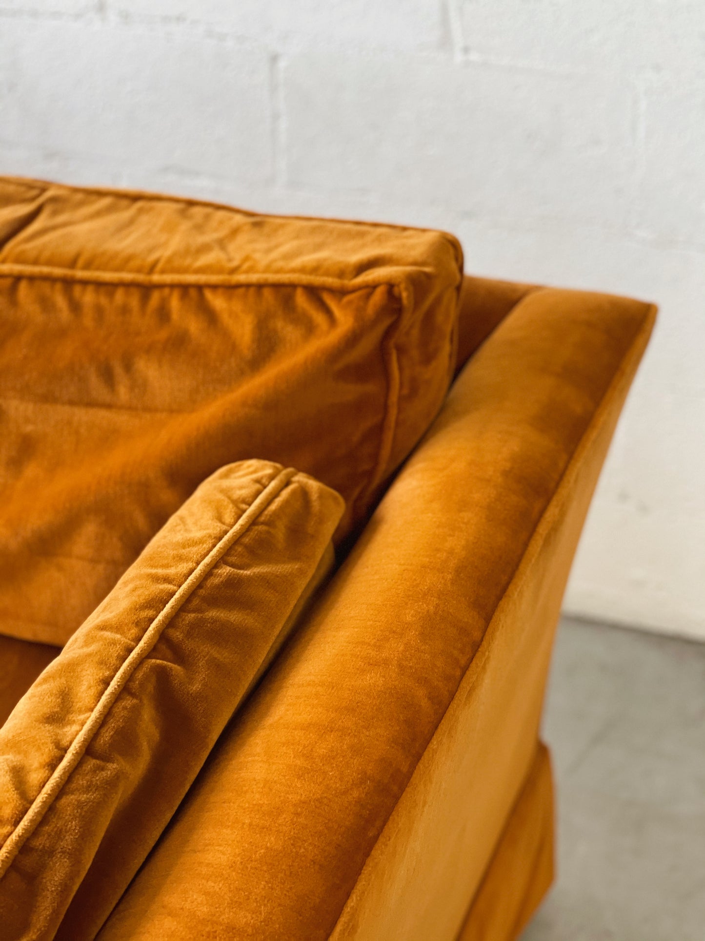 Large Burnt Orange Velvet Lounge