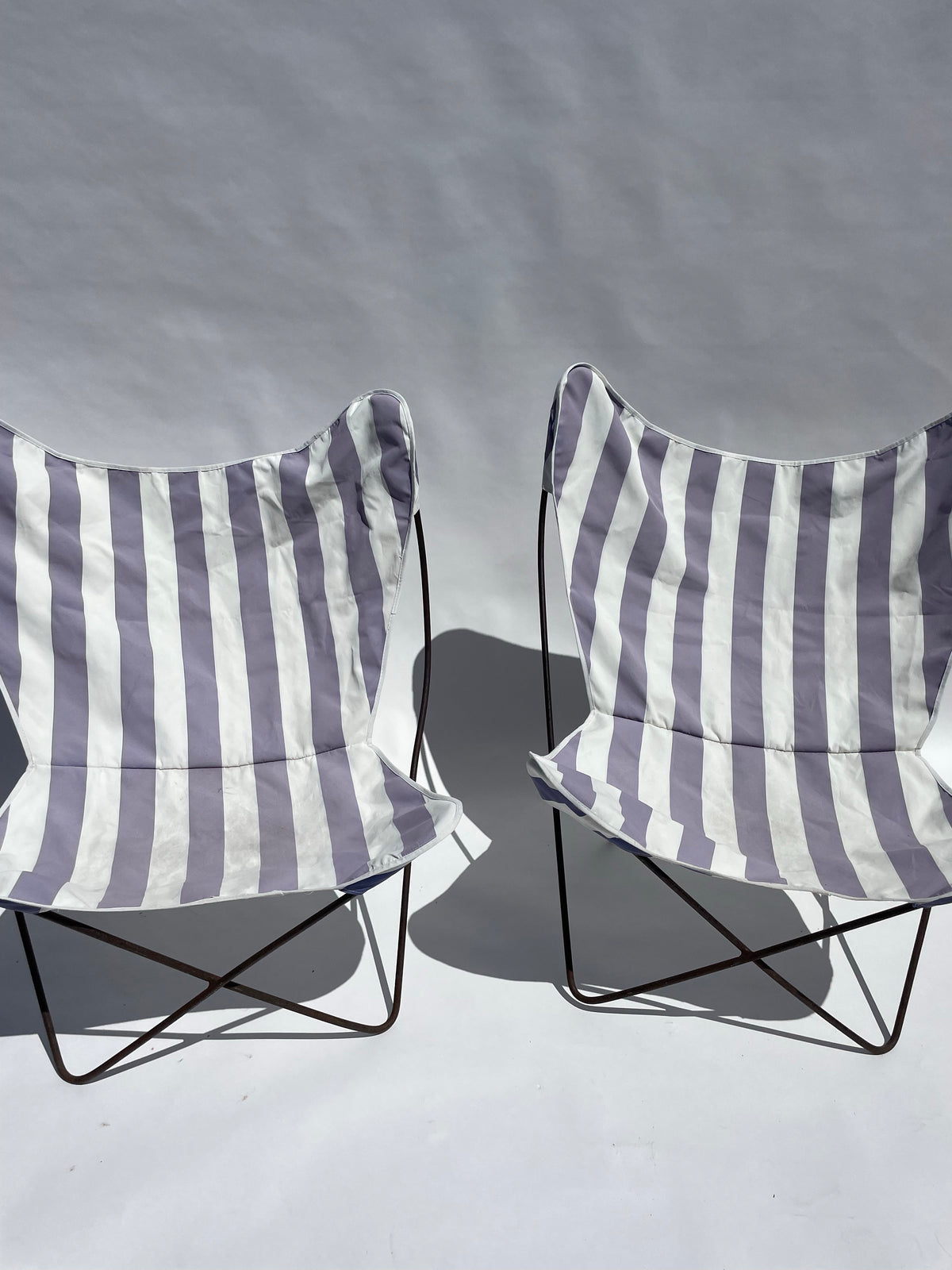 Striped Butterfly Chairs - Two Available