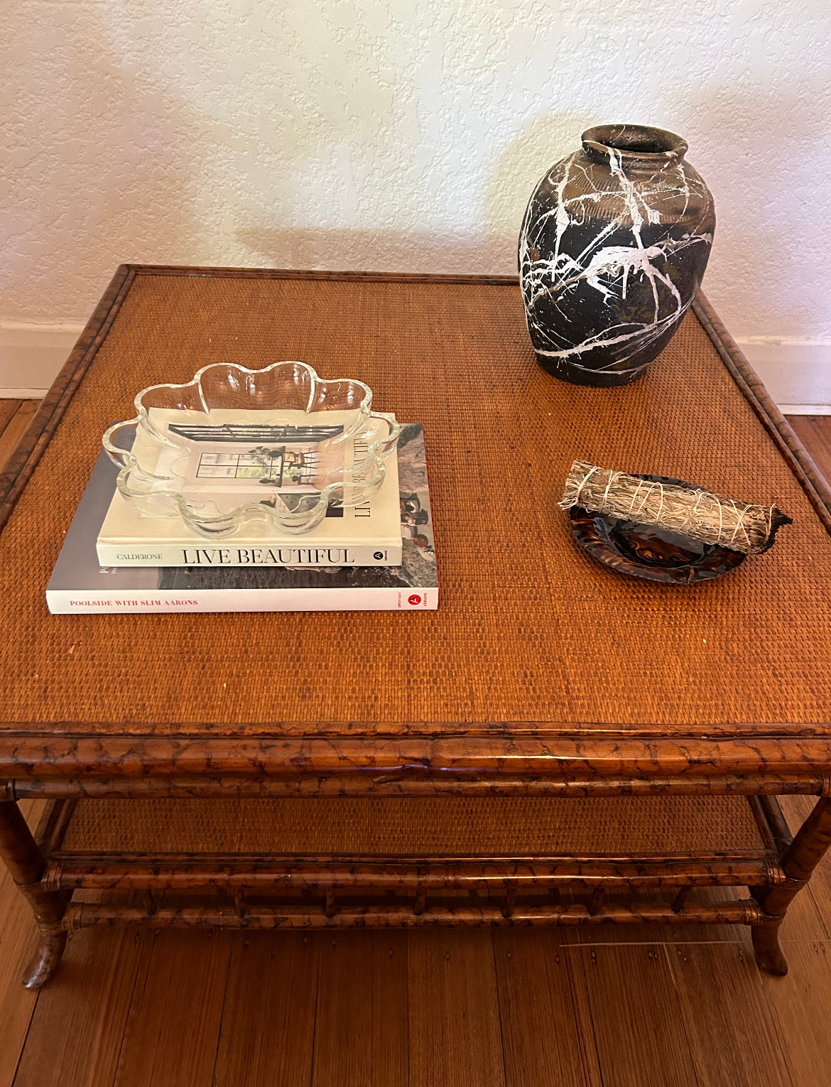 - Tortoiseshell Bamboo & Cane Coffee Table