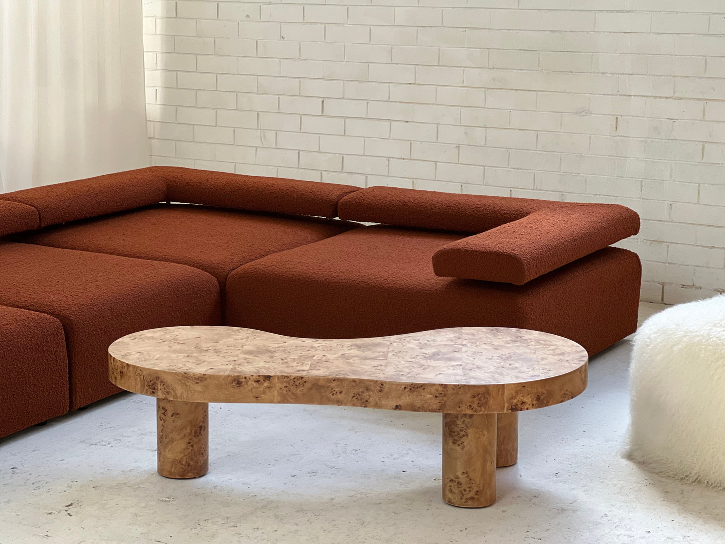 Large Bespoke Rust Boucle Modular Sofa