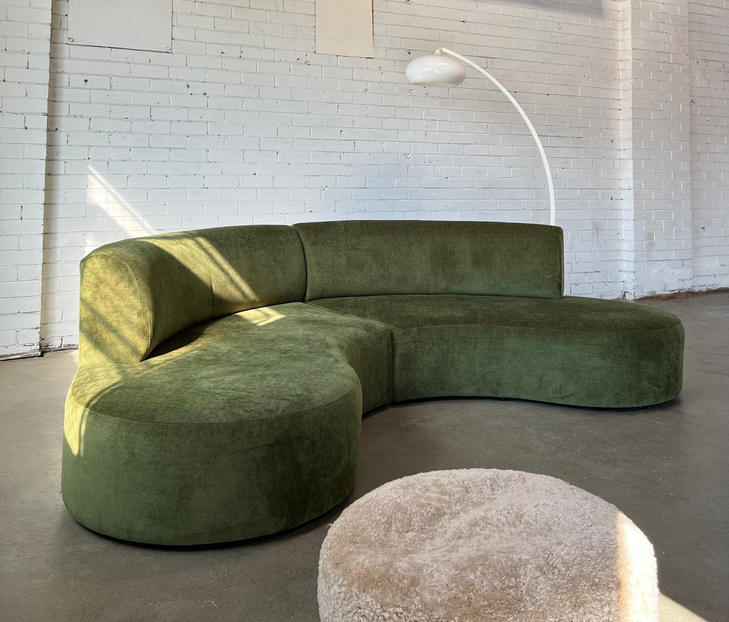 Bespoke Curved Sofa in Deep Botanical Green