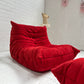 Vintage Ligne Roset Togo Fireside & Ottoman Set - Red Suede