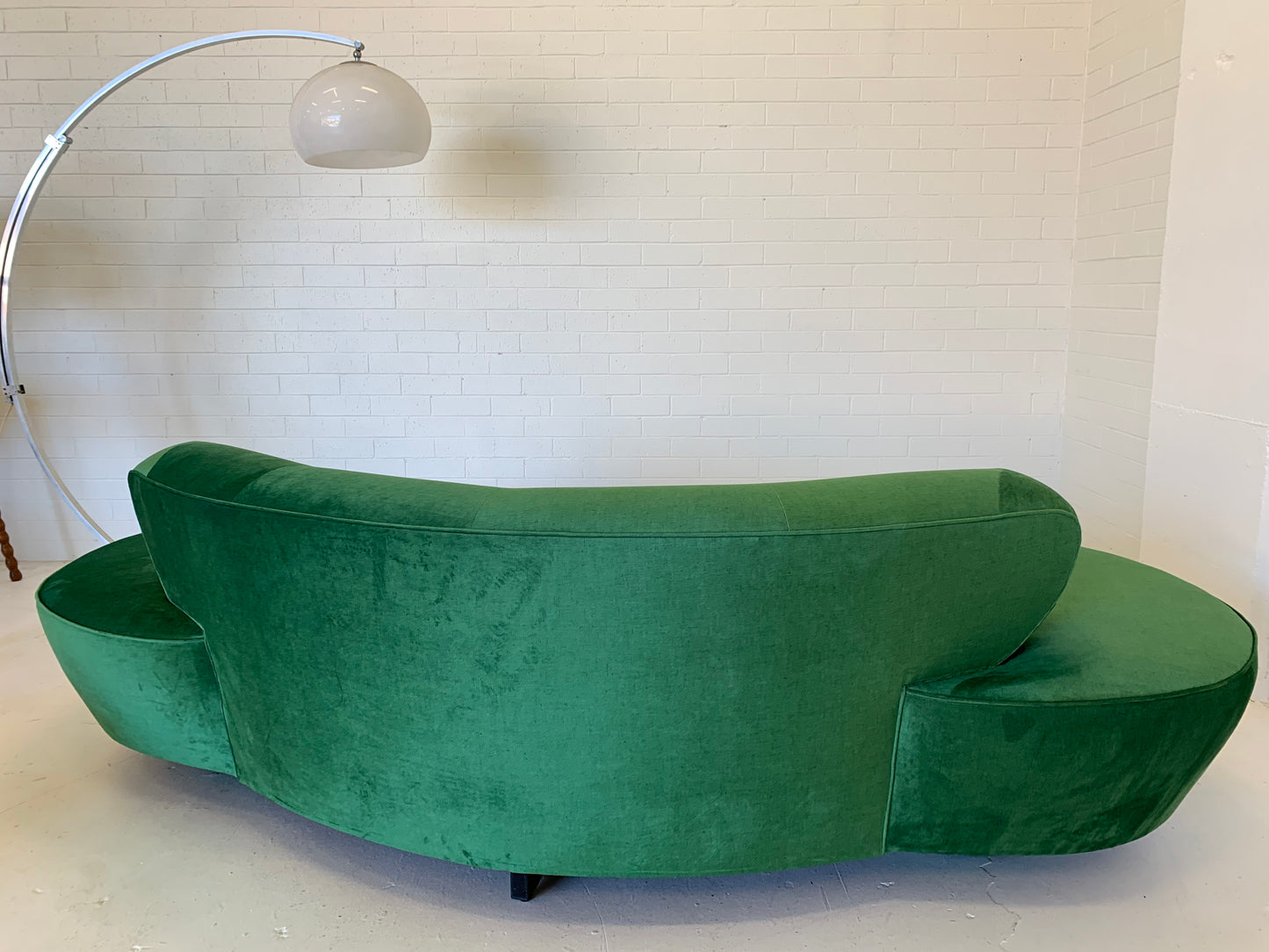 Stunning Green Curved Velvet Sofa