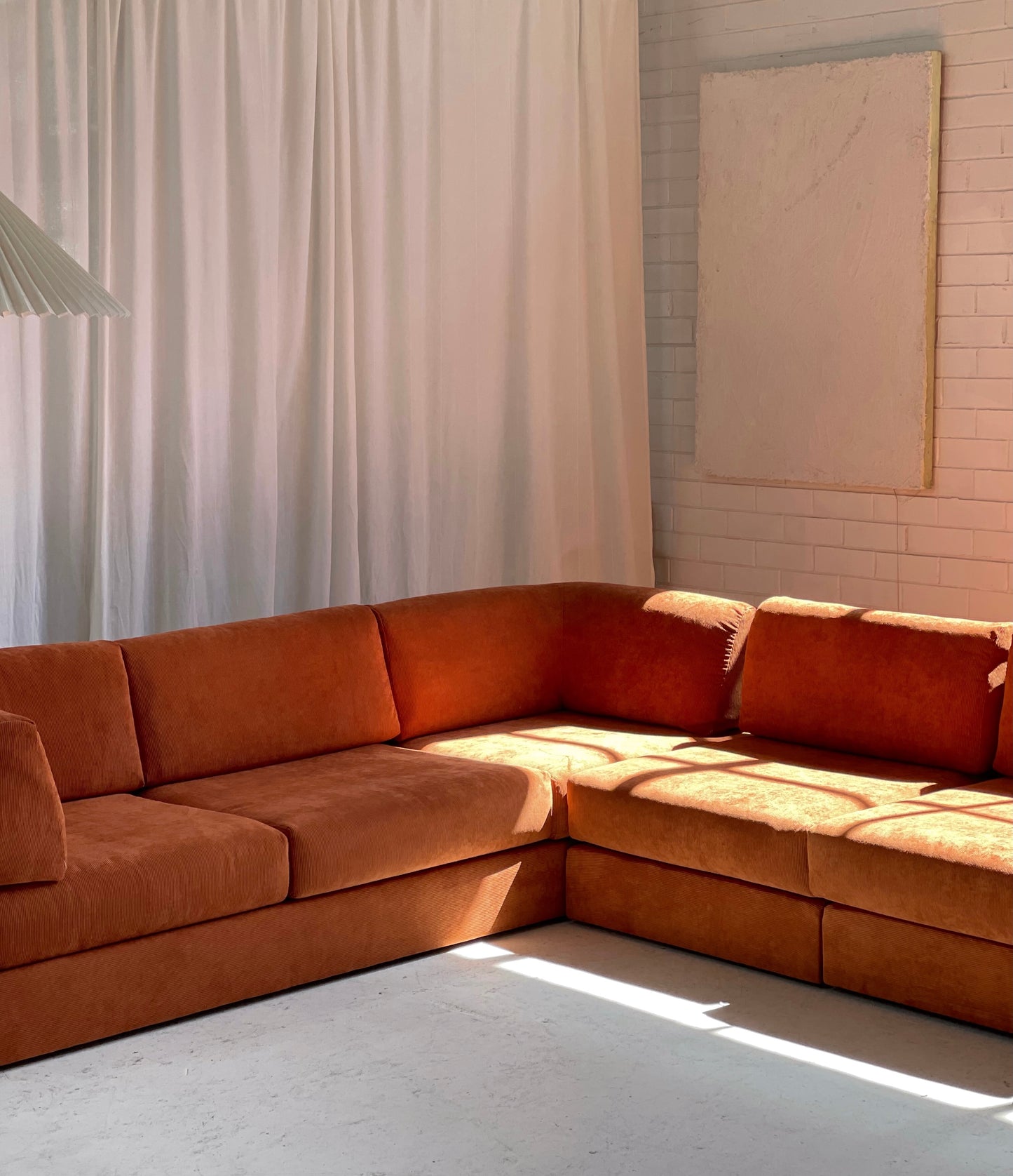 Rust Corduroy Vintage Modular Sofa