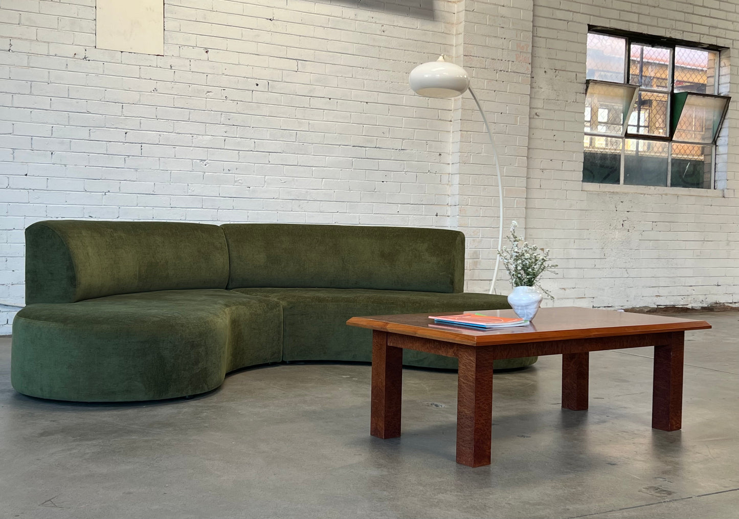 Bespoke Curved Sofa in Deep Botanical Green
