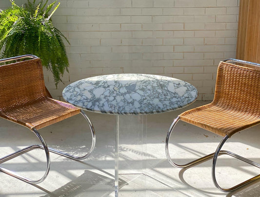 Custom Calcutta Marble & Lucite Table
