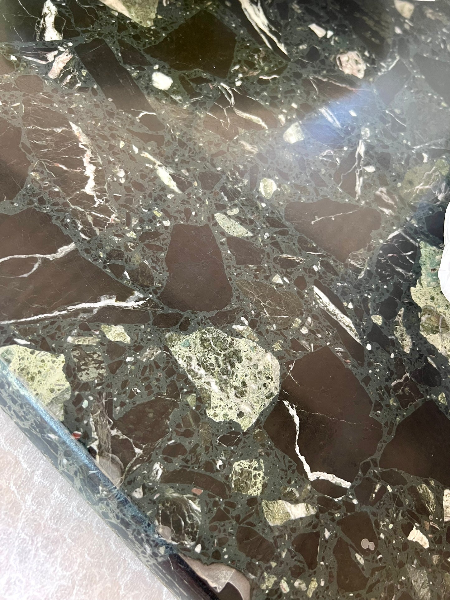 Vintage Green Palladiana Marble & Lucite Table