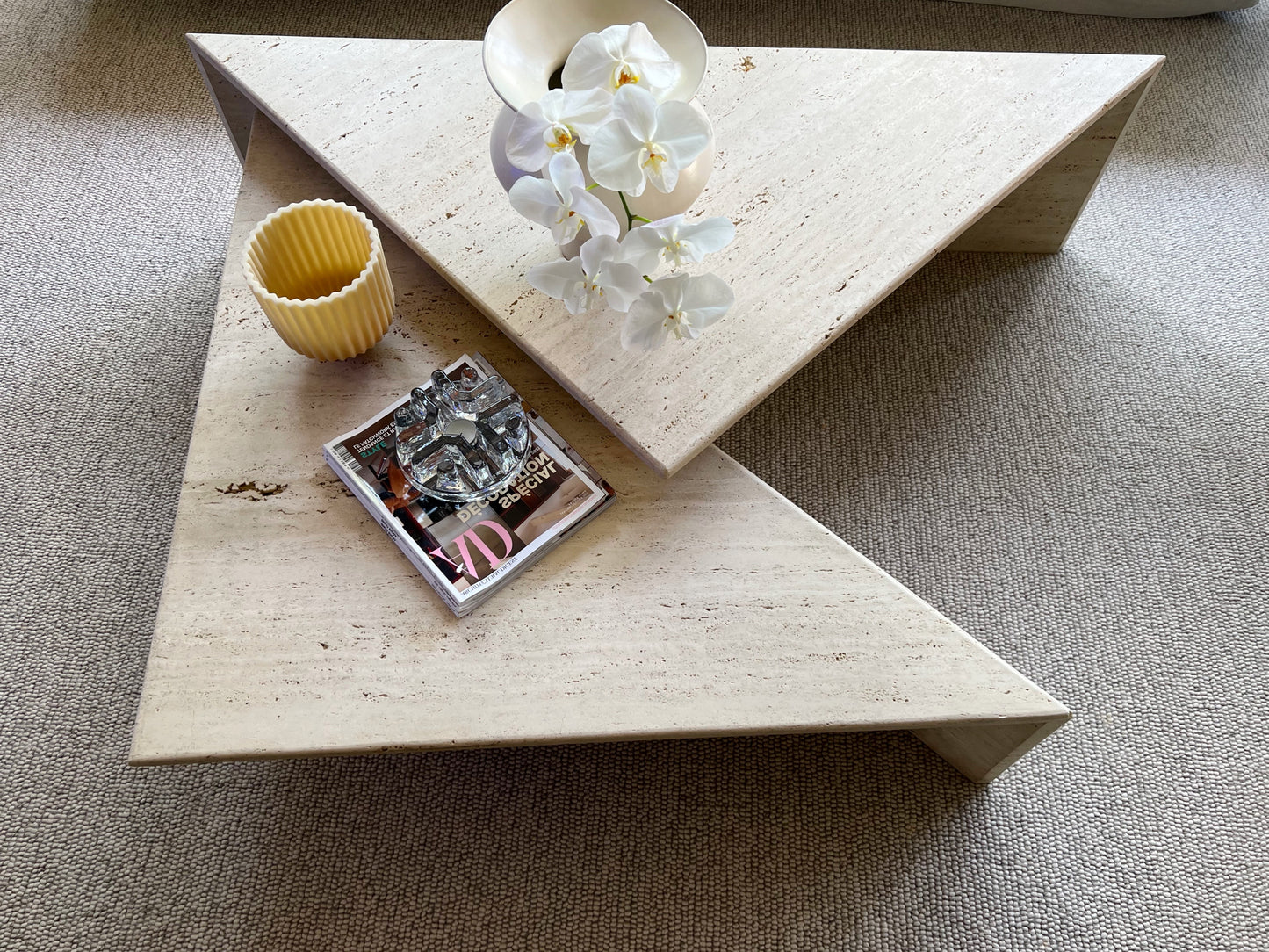 Vintage Italian Split Unfilled Travertine Coffee Table