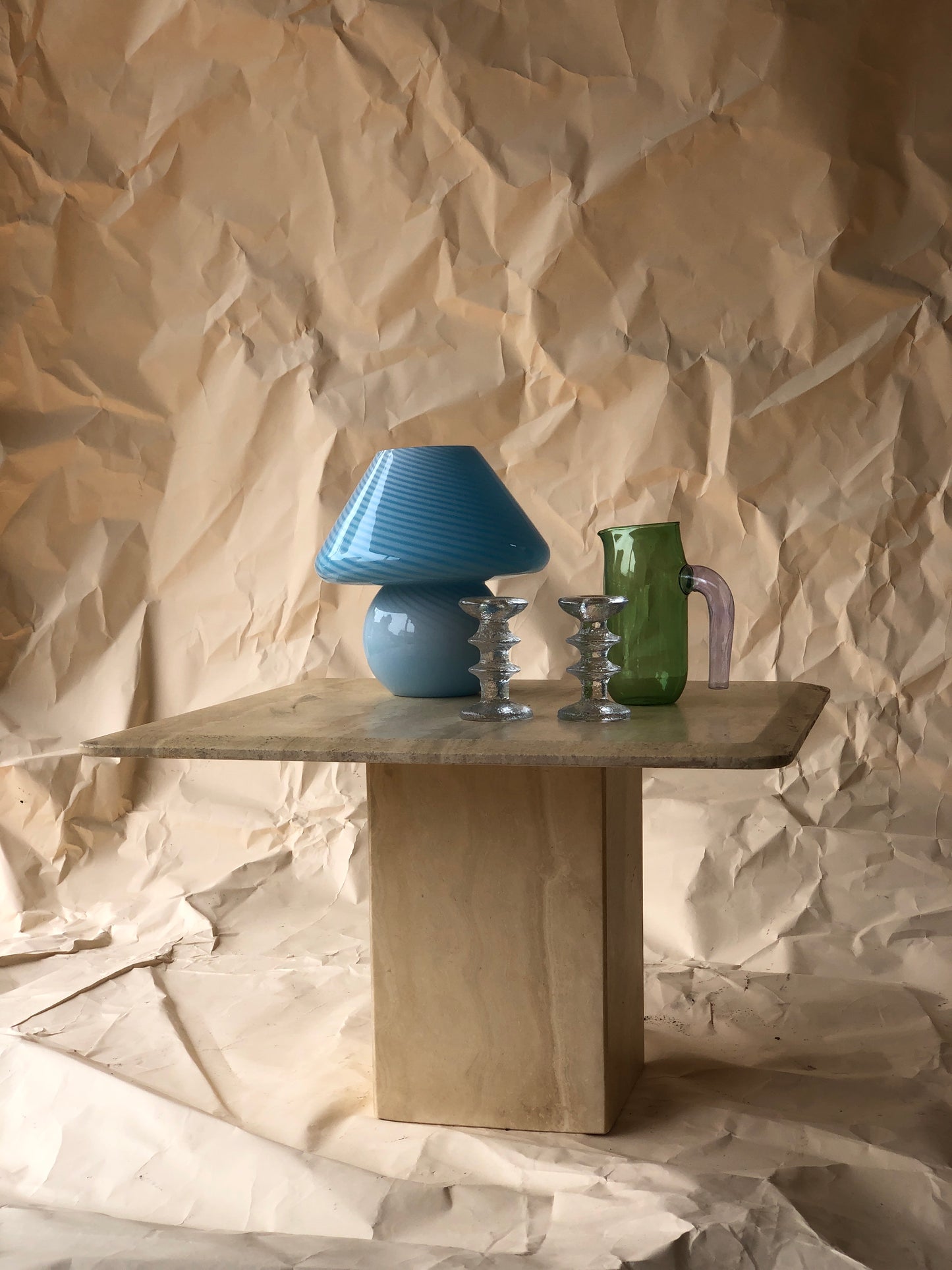 Vintage Murano Blue Glass Mushroom Lamp