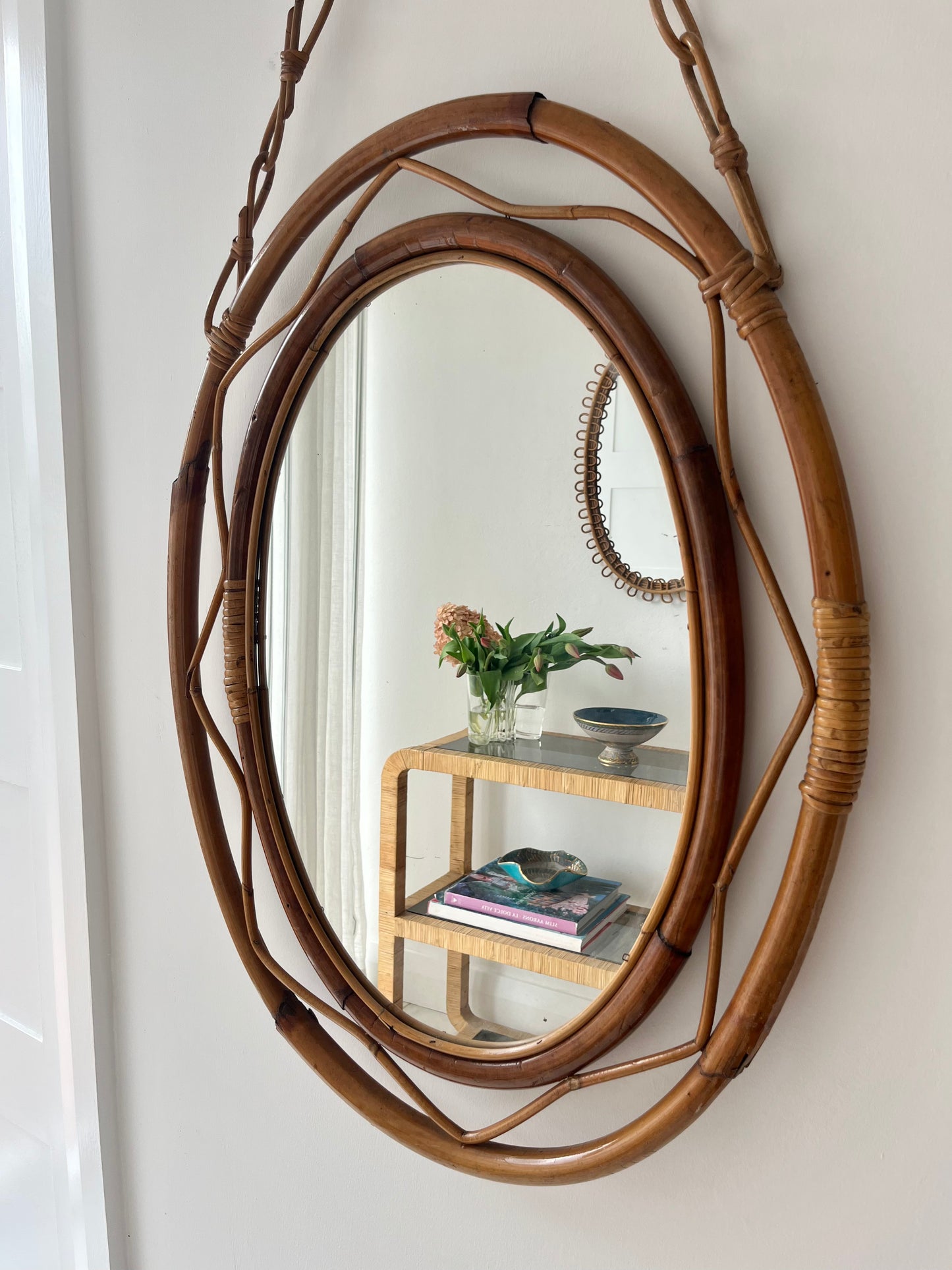 Vintage Italian Bamboo Mirror by Bonacina