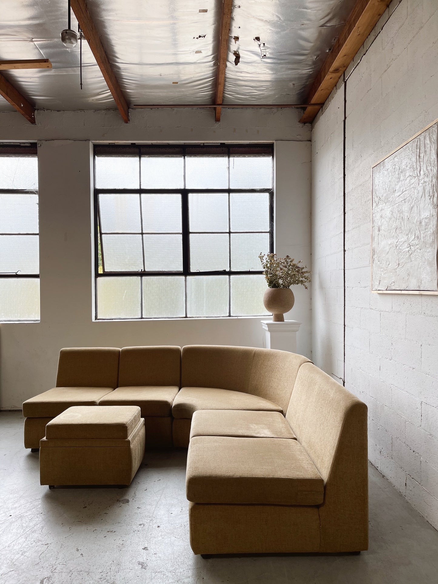 Curved Modular Sofa with Ottoman