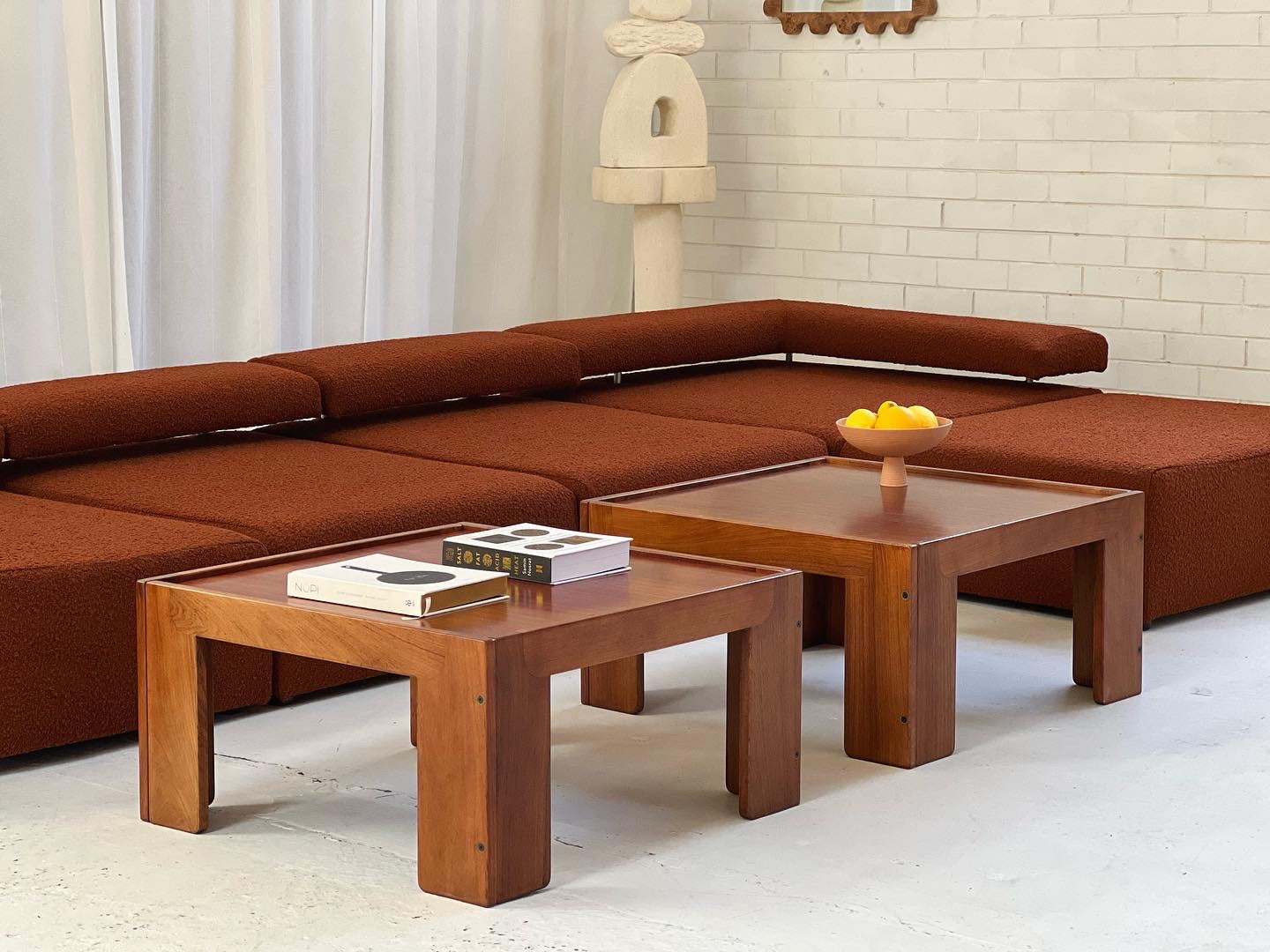 Large Bespoke Rust Boucle Modular Sofa