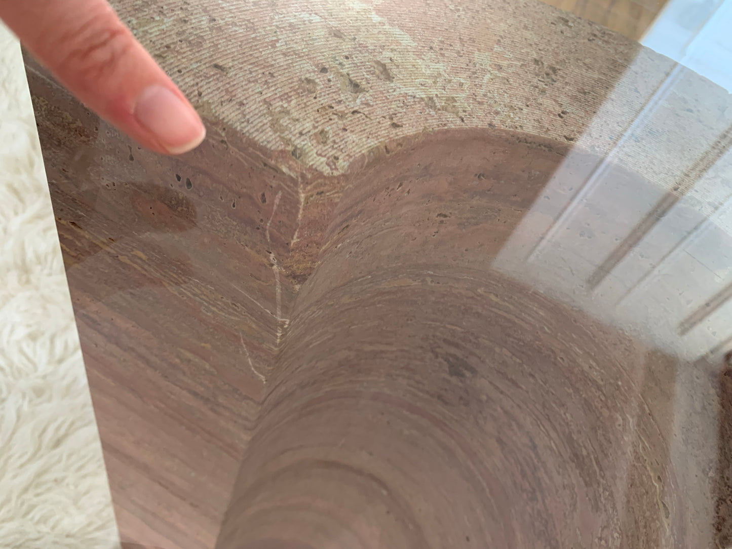 Rare Pink Travertine Table