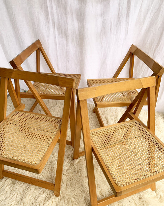 Original Italian Aldo Jacober Rattan Folding Chairs