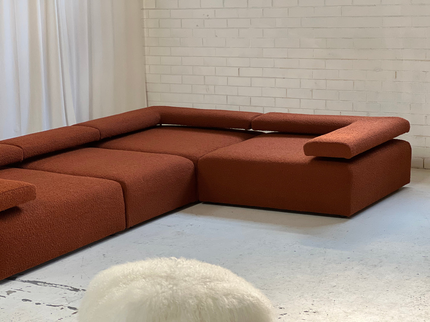 Large Bespoke Rust Boucle Modular Sofa