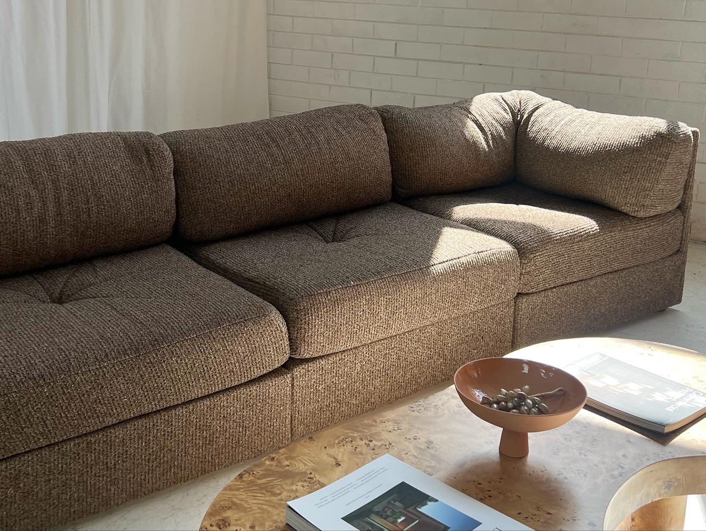 - Vintage Brown Tweed Playpen Modular Sofa