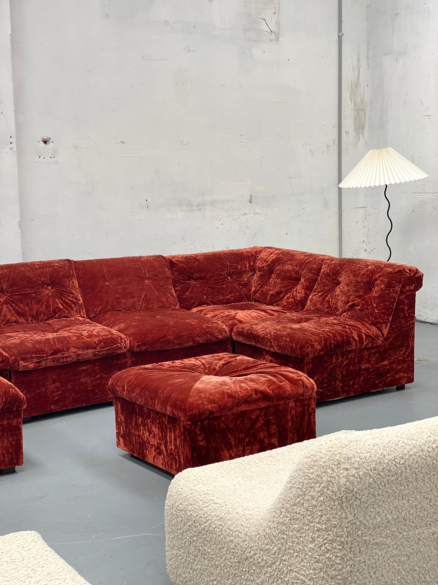 Vintage Velvet Modular Sofa - Seven Piece Set