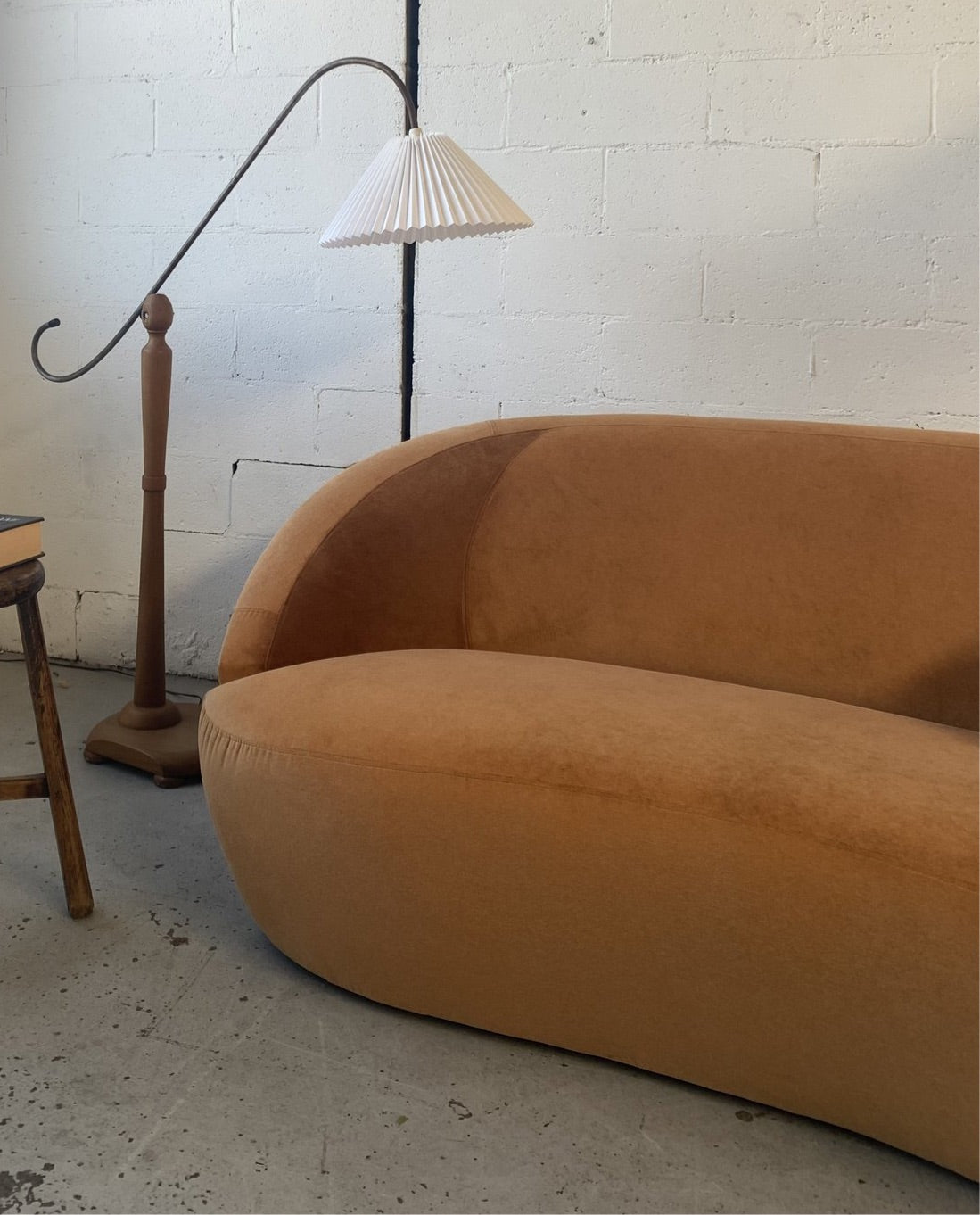 Bespoke Curved Sofa in Ginger Velvet