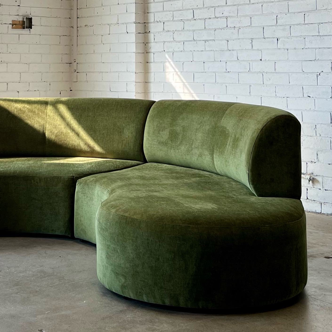 Bespoke Curved Sofa in Deep Botanical Green