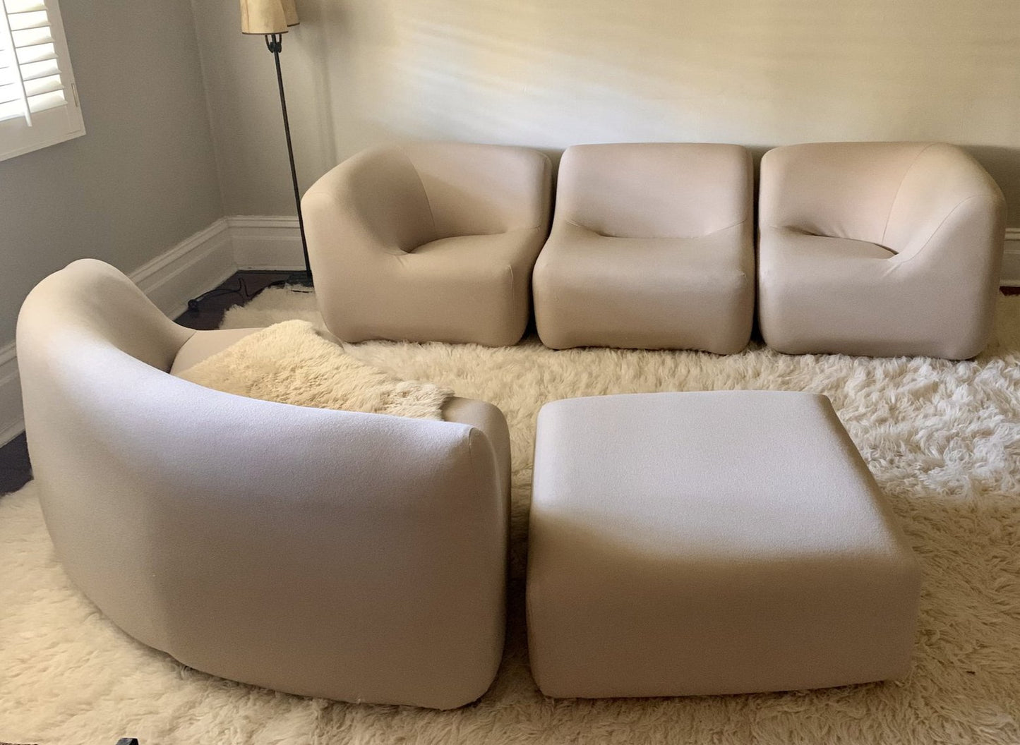 Featherston Numero VII Modular Sofa Reupholstered in Soft Wool