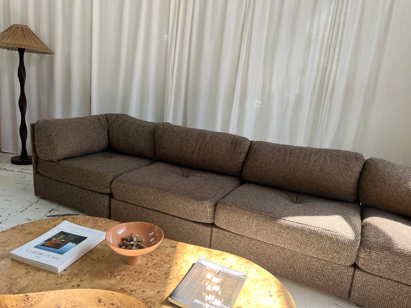 - Vintage Brown Tweed Playpen Modular Sofa
