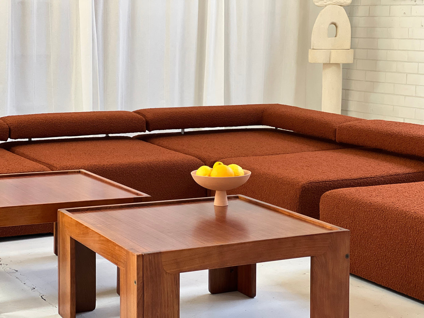 Large Bespoke Rust Boucle Modular Sofa