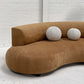 Curved Dark Caramel Chambray Velvet Sofa