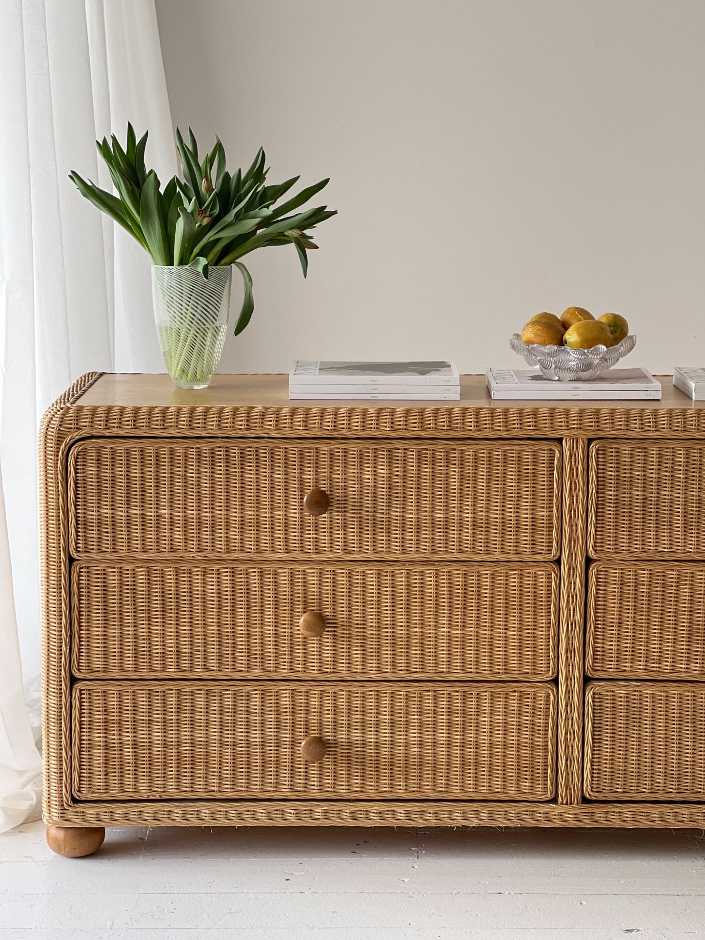 Large Vintage Cane Drawers