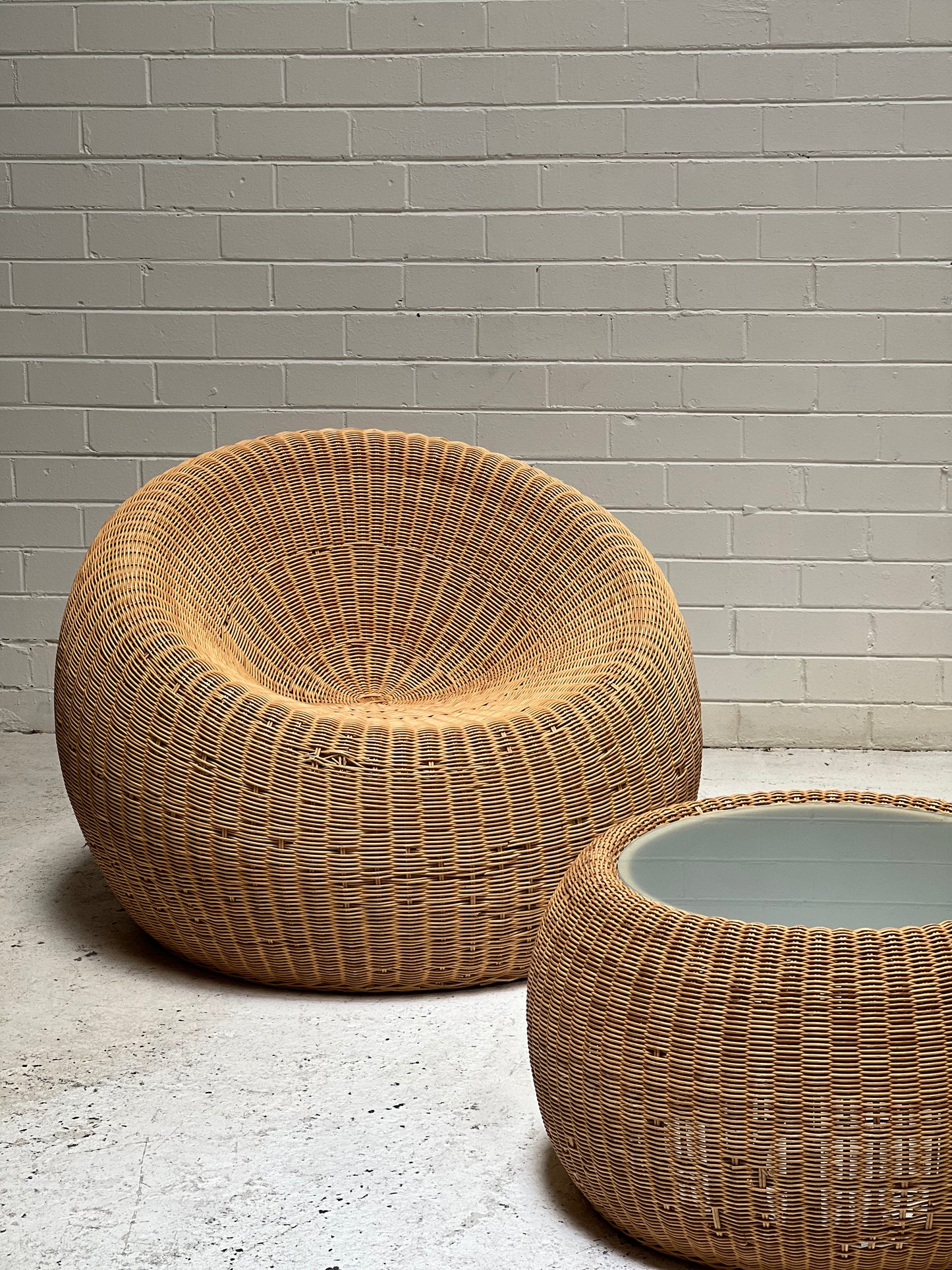 - Vintage Cane Coffee/Side Table - One Available