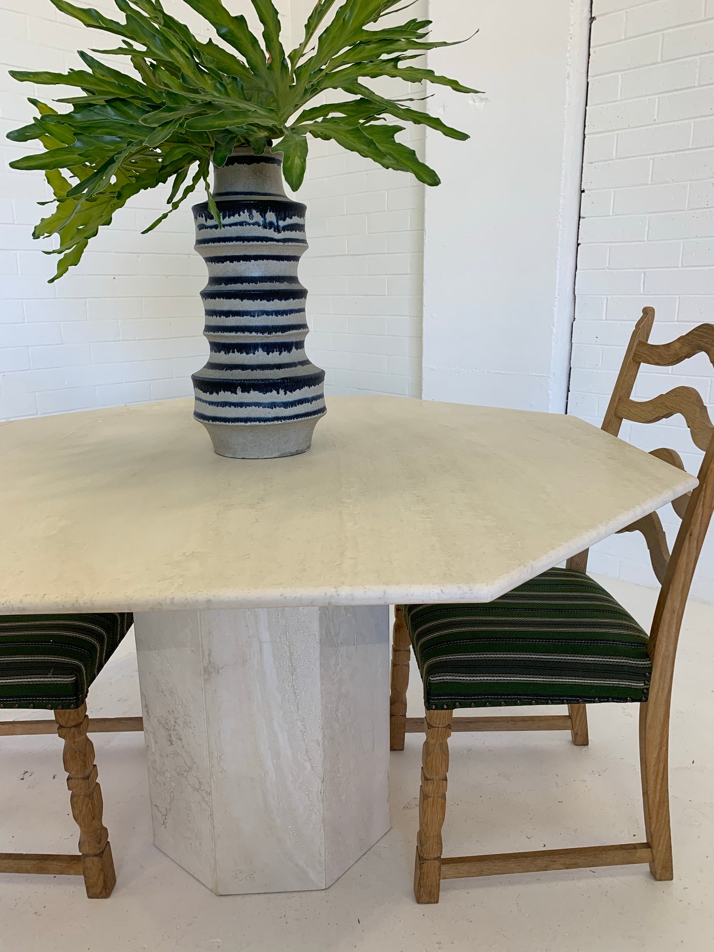 Vintage Honed Travertine Dining Table