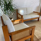 Pine and Rattan Boucle Two Seater Sofa
