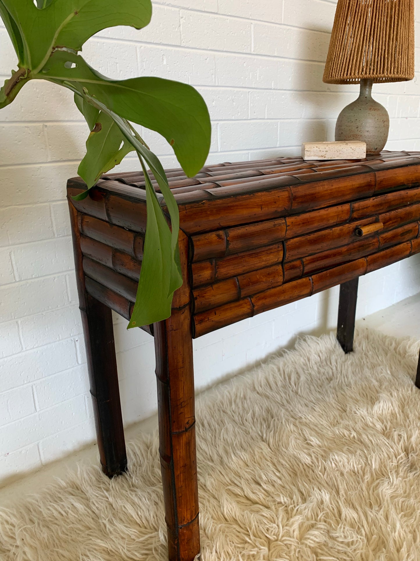 Vintage Bamboo Hall Table
