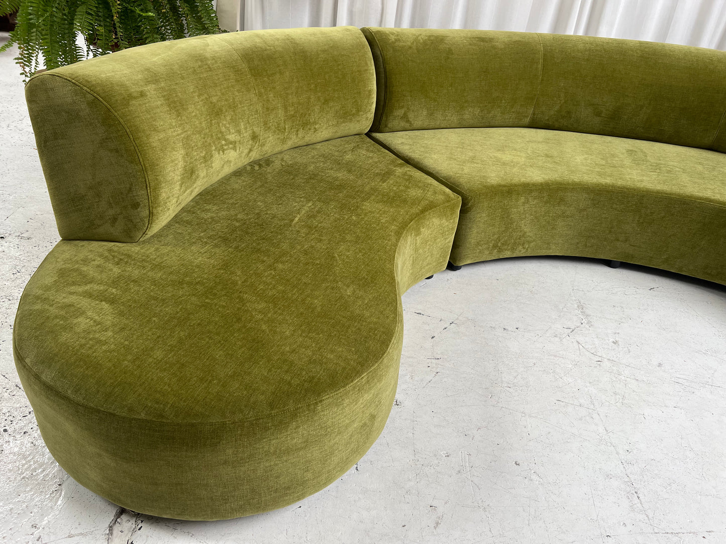 - Bespoke Olive Velvet Curved Modular Sofa