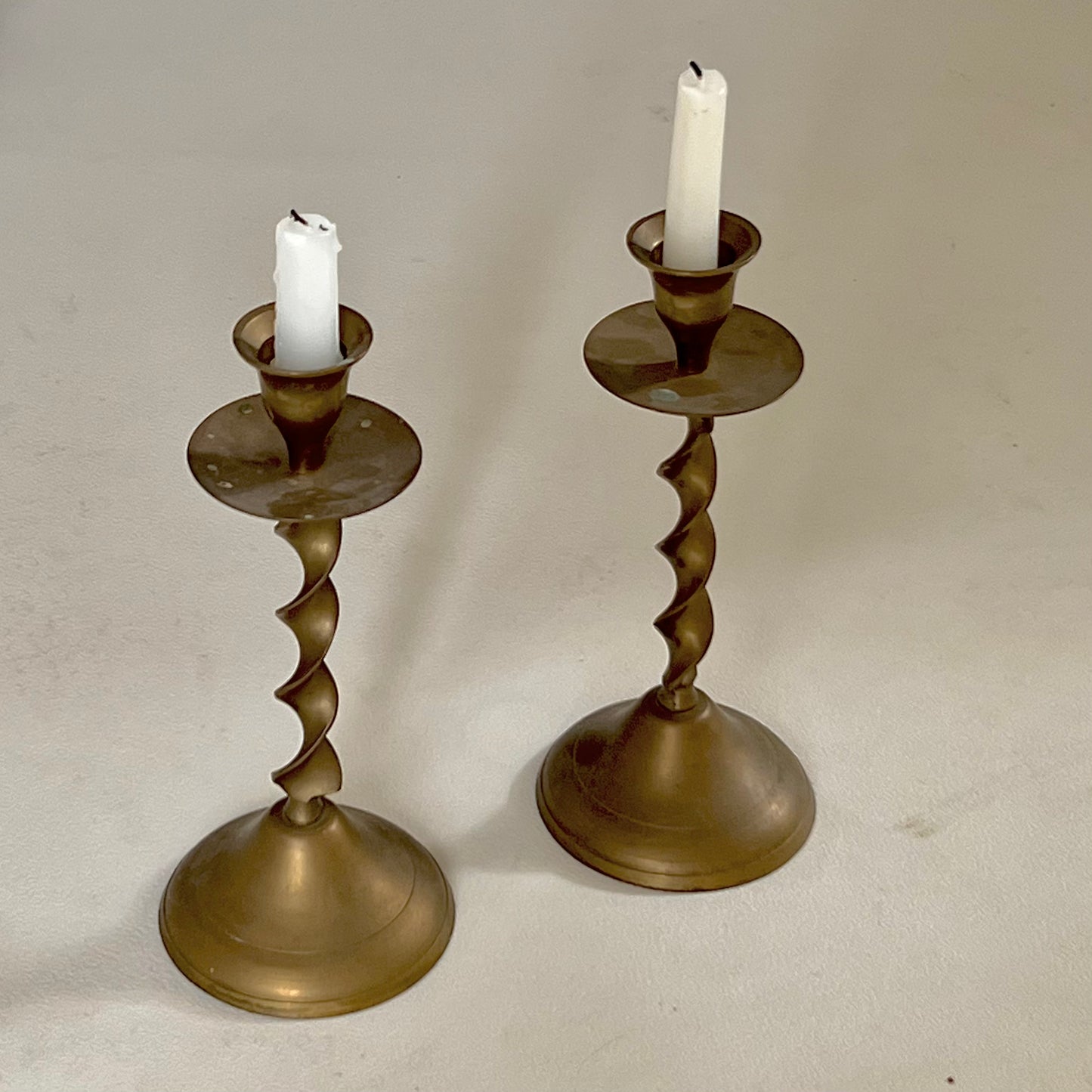 - Set of Four Antique Brass Candle Holders