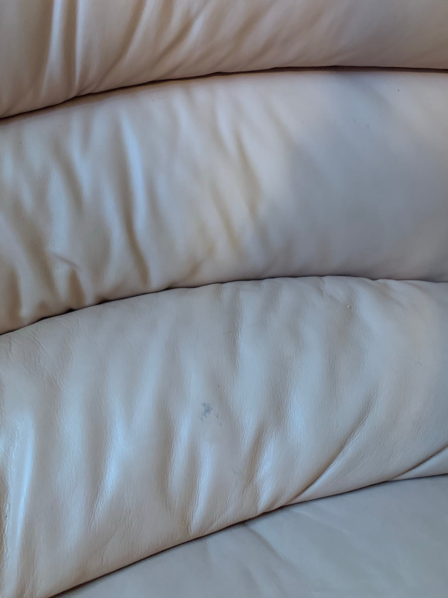 Vintage Modular Curved Blush Pink Leather Sofa