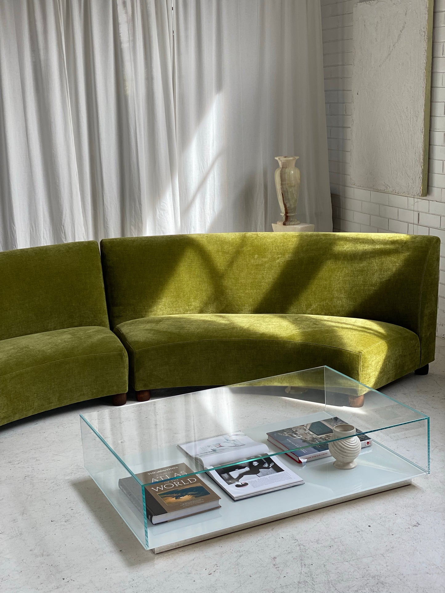 Bespoke Olive Curved Modular Sofa