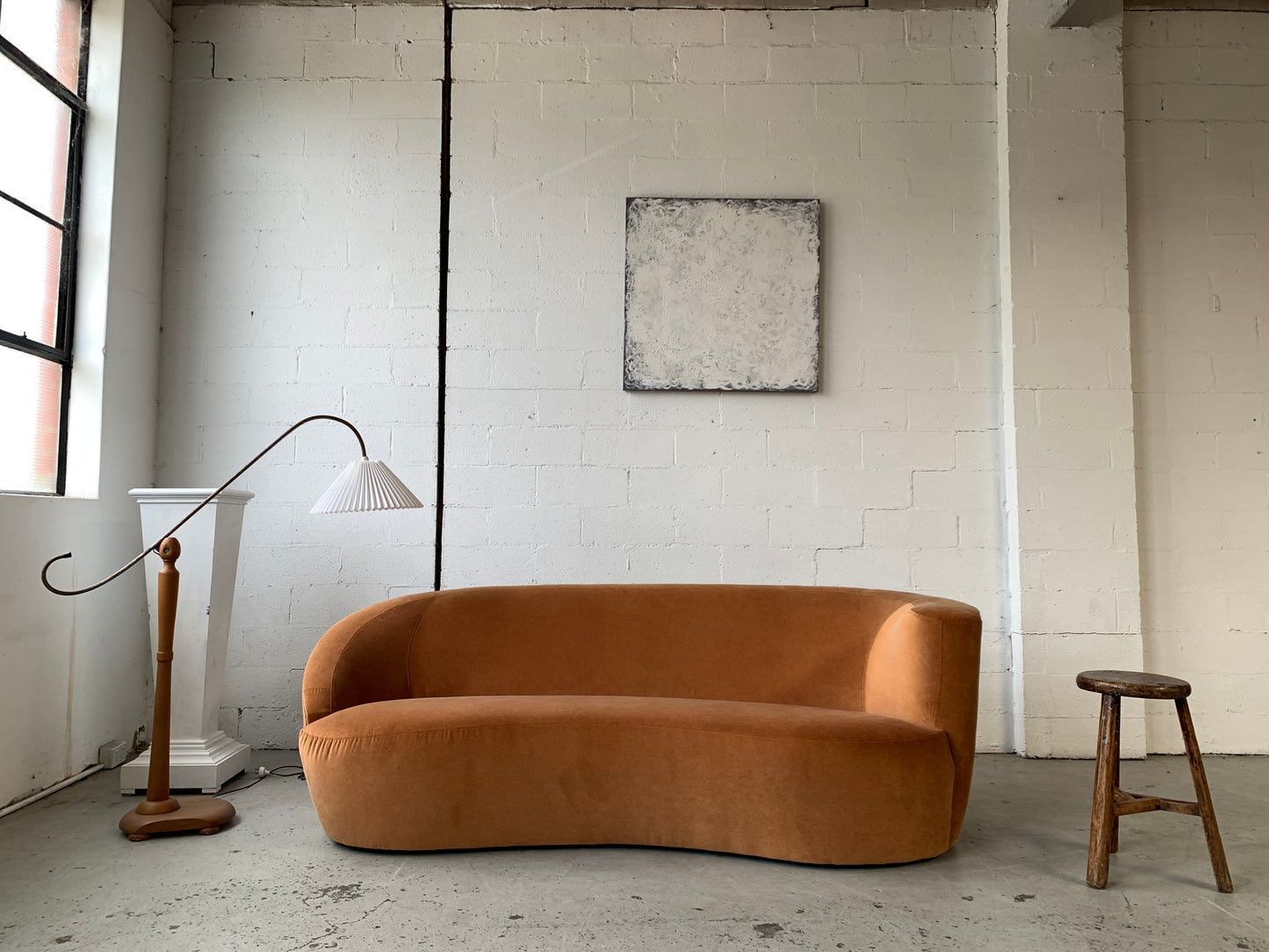 Bespoke Curved Sofa in Ginger Velvet