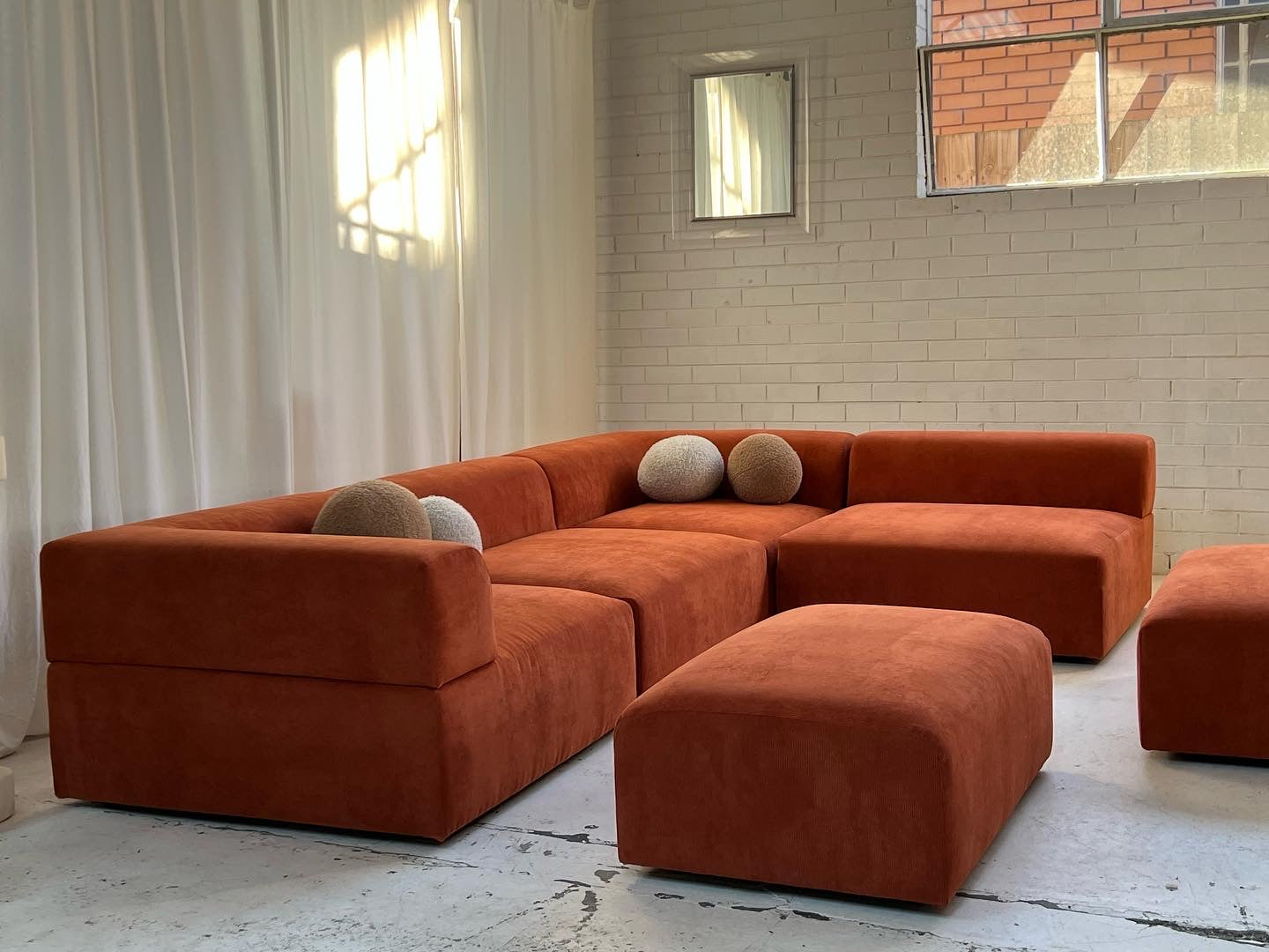 Bespoke Large Corduroy Modular Sofa Set