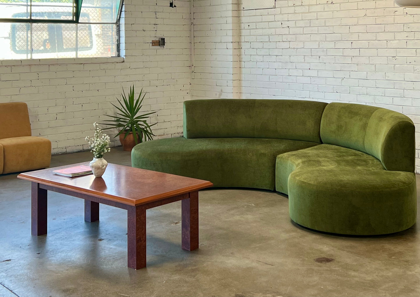 Bespoke Curved Sofa in Deep Botanical Green