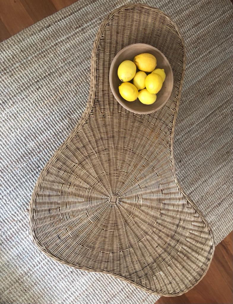 1950s Boomerang Wicker Coffee Table