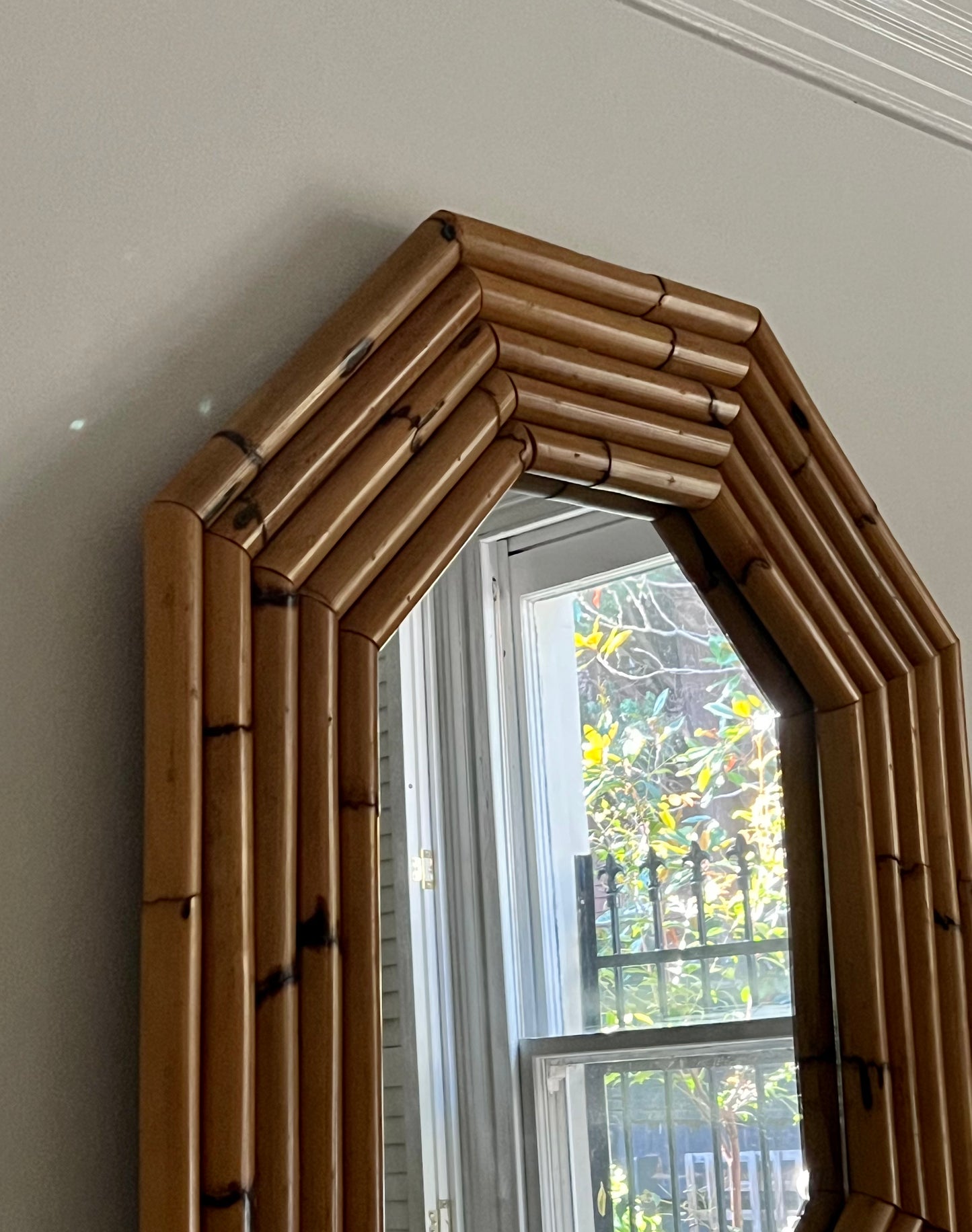 - Large Vintage Bamboo Mirror