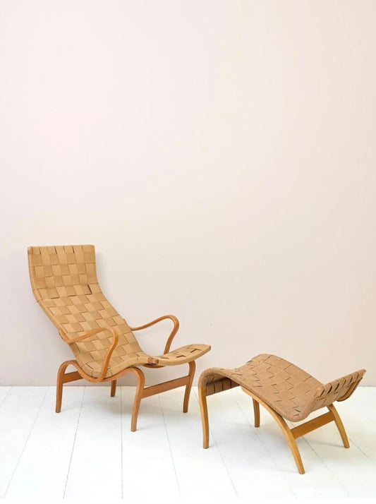1940s Swedish 'Pernilla' Easy Chair & Footrest by Bruno Mathsson