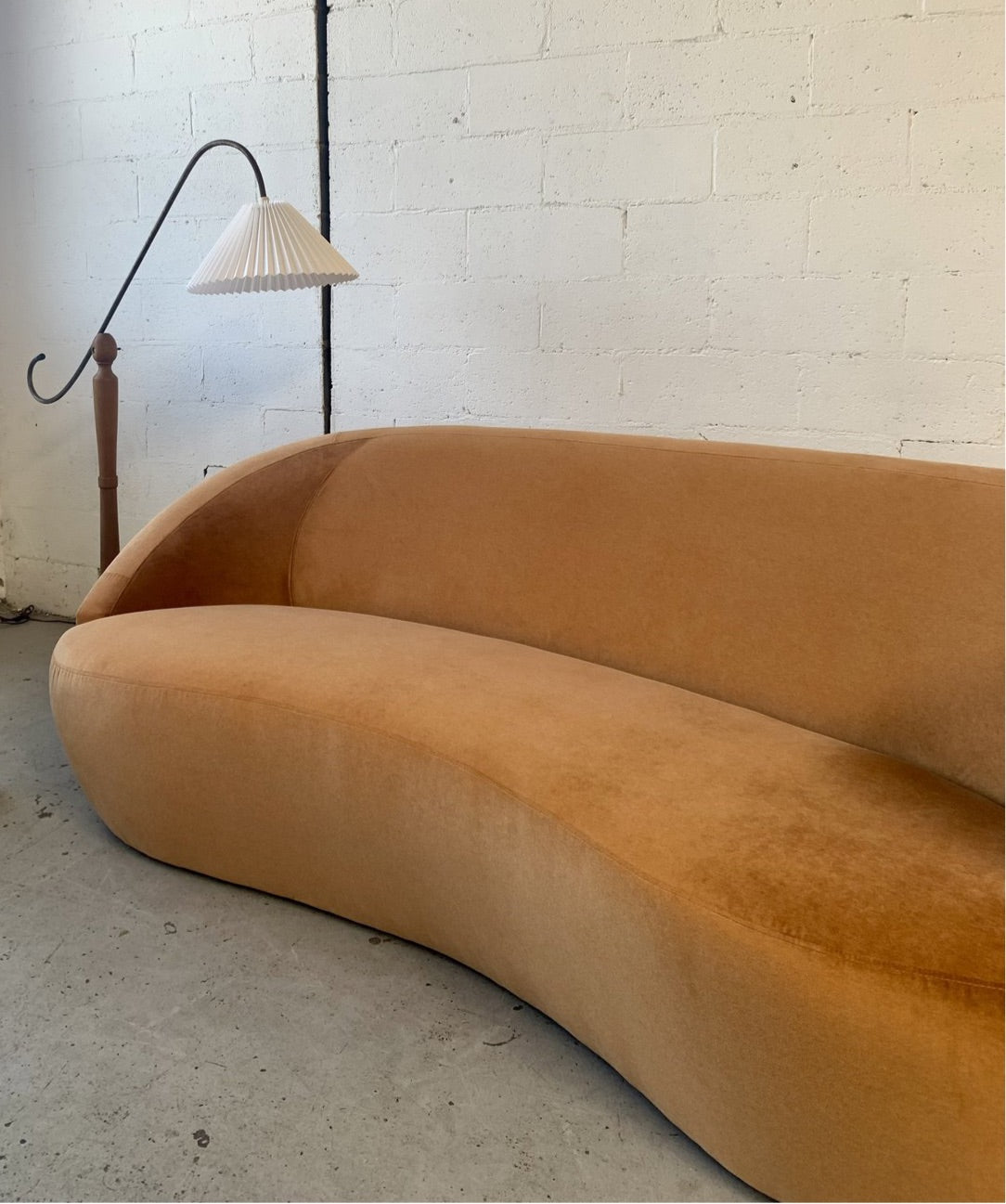 Bespoke Curved Sofa in Ginger Velvet