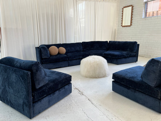 - Bespoke Curved Midnight Chenille Modular Sofa