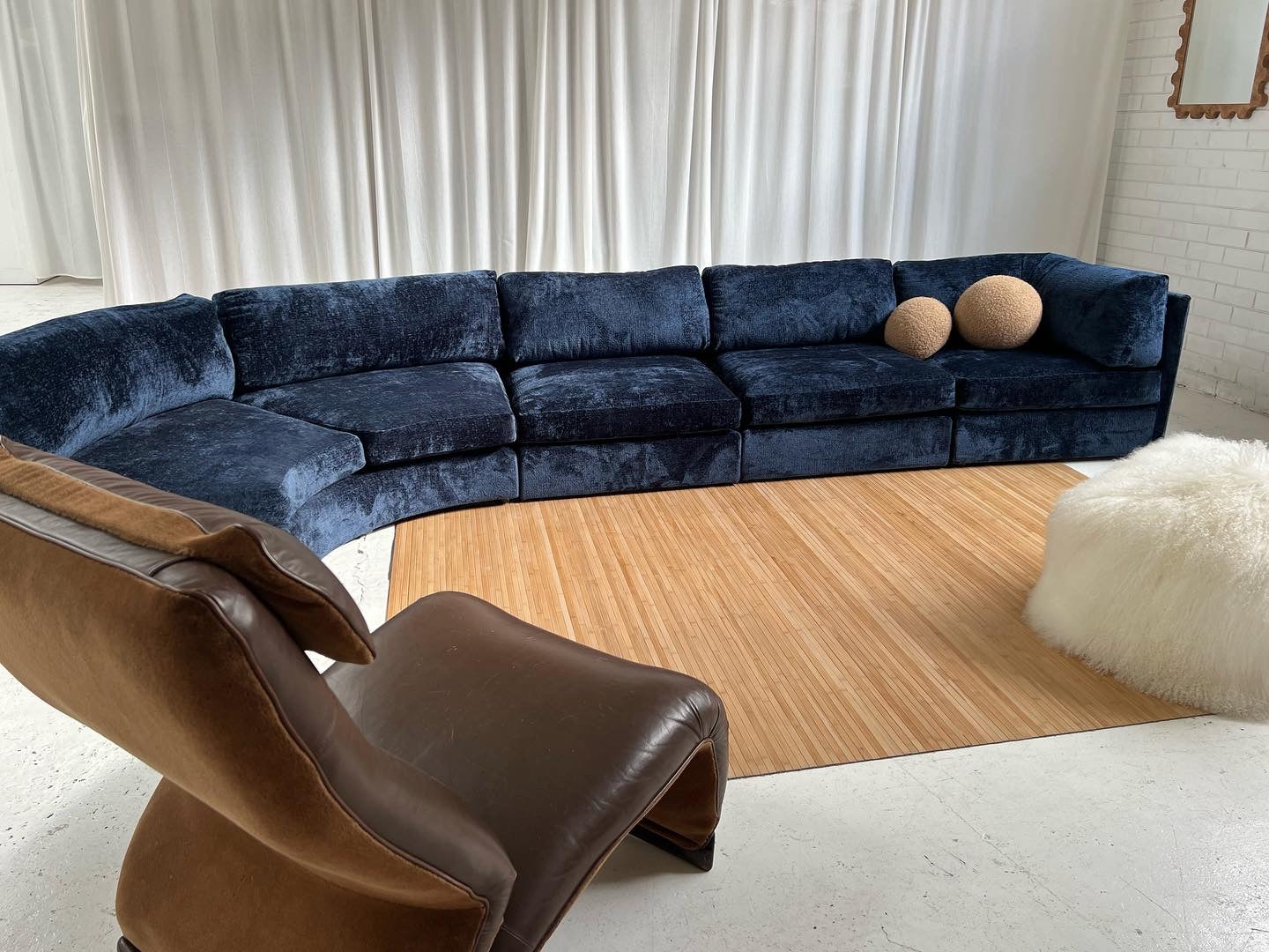 - Bespoke Curved Midnight Chenille Modular Sofa
