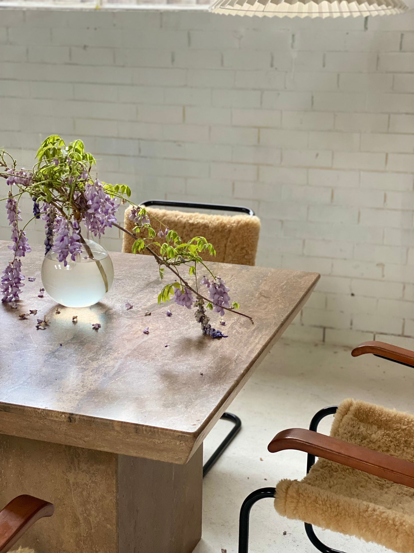 Brutalist Travertine Dining table