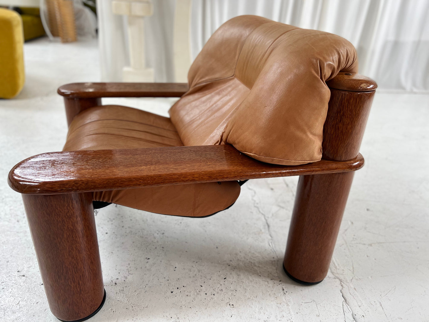 - Pacific Green Tan Leather Armchair