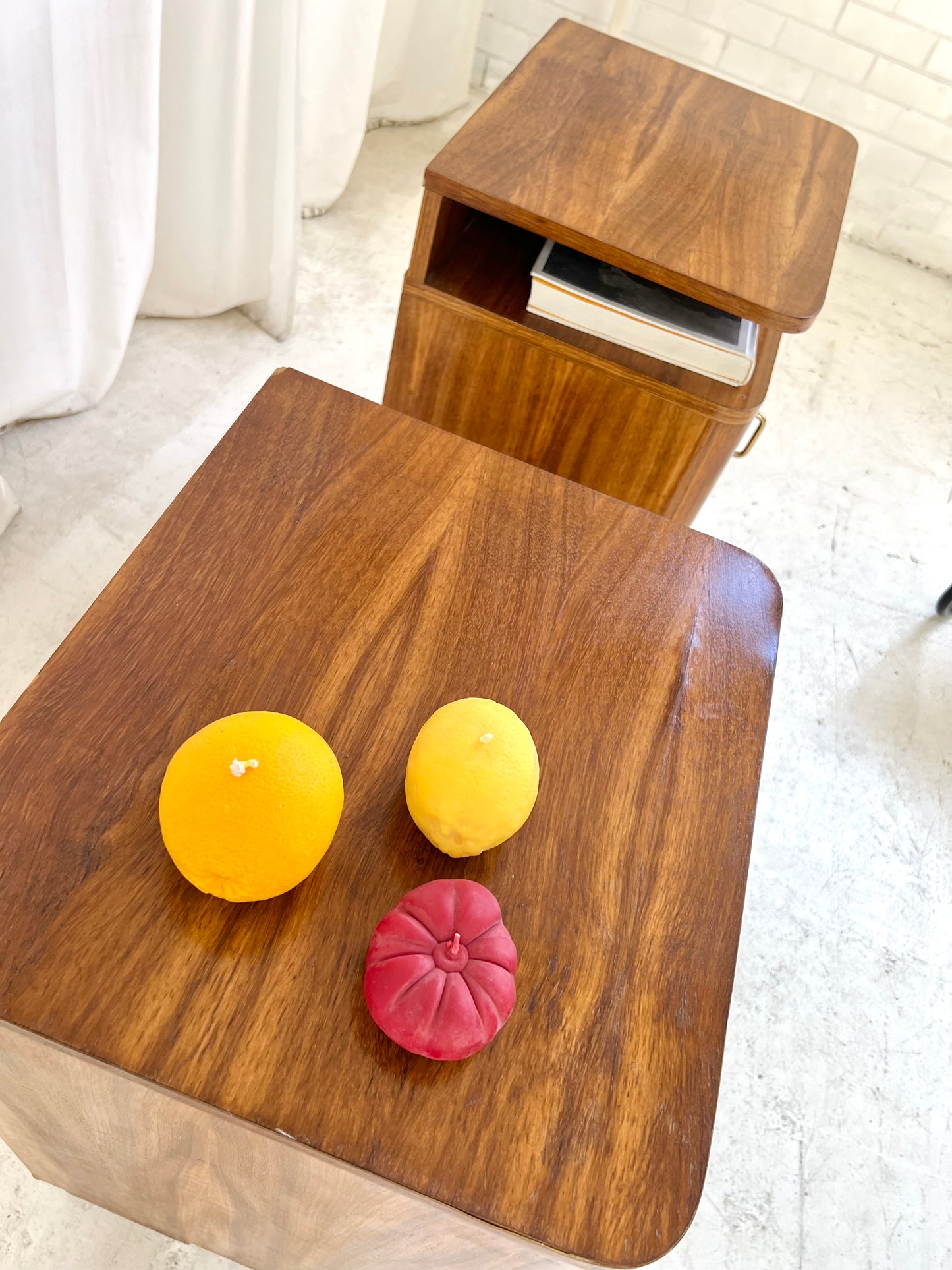 - Set of Two Vintage Wooden Bedside Tables